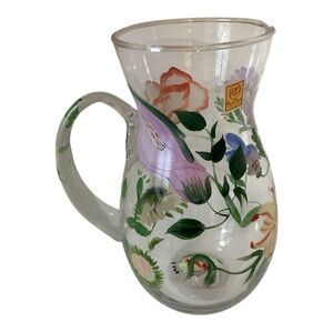 Royal Danube Hand Painted Crystal 11” Tall Floral Pitcher New